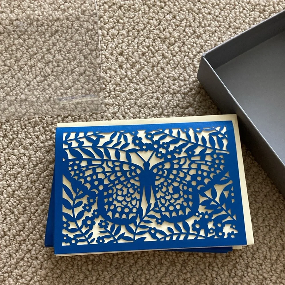 NEW Marcel Schurman Blue Butterfly Laser Cut Stationery 10 Cards 10 Envelopes - Picture 6 of 7